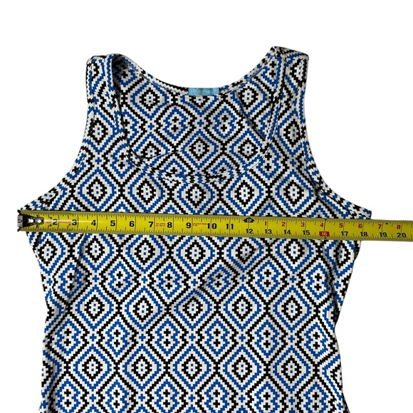 J McLaughlin Catalina Cloth Dress Womens Medium Sleeveless Midi Geo Print Blue - Picture 4 of 5